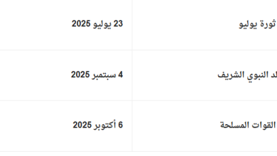 العطلات الرسمية 2025 . اجازات عام 2025 1