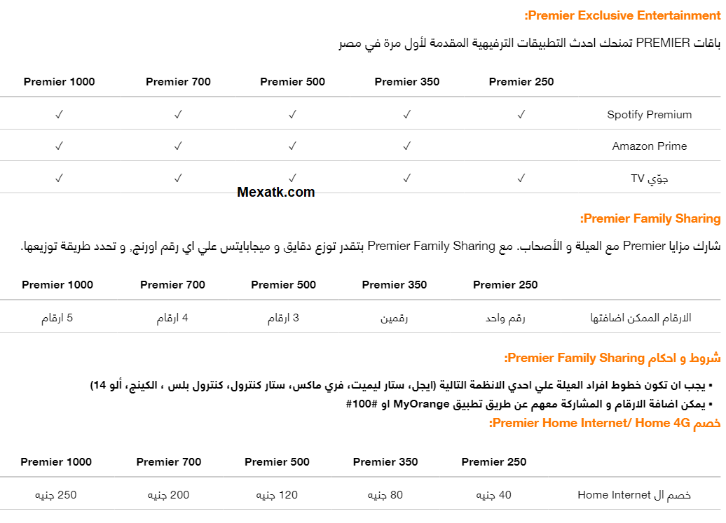 تفاصيل Orange Premier