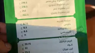 منيو مضغوط دجاج مصر 2025